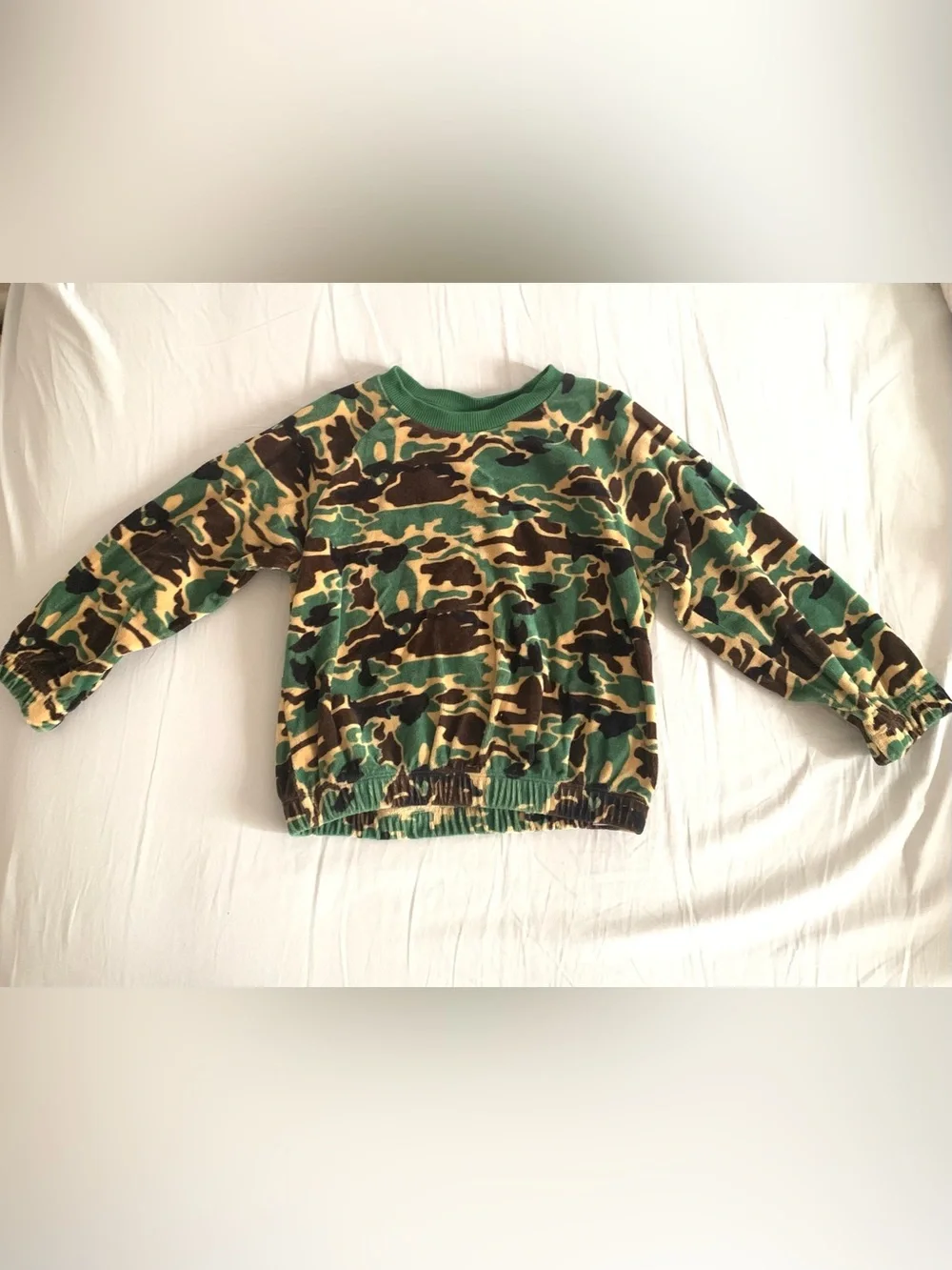 Mini Rodini Velour Camo Print Sweatshirt 3-5T